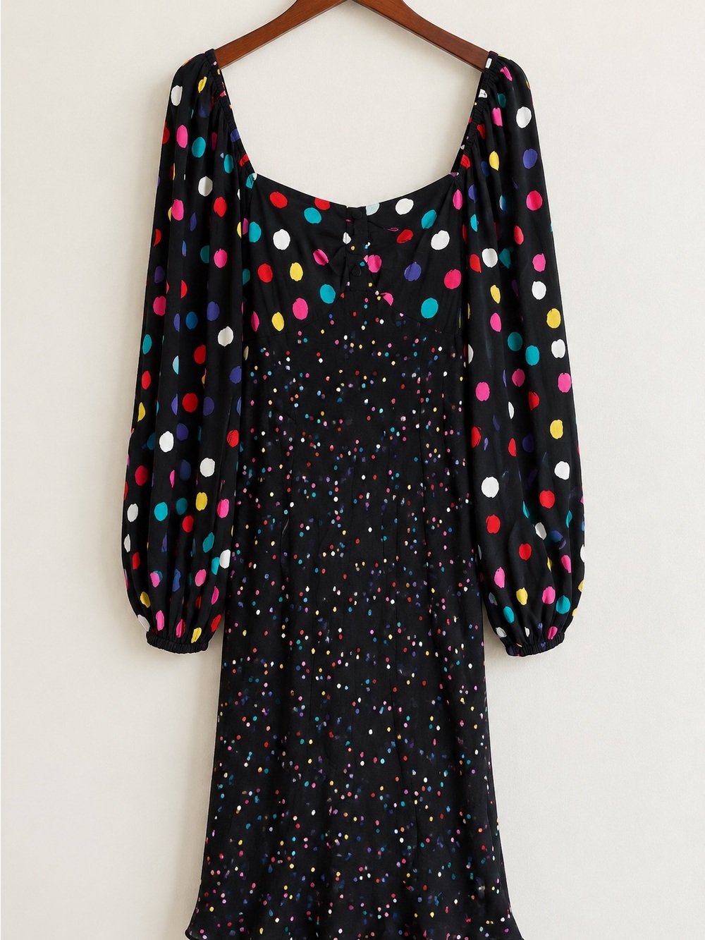 RIXO Multicolor Polka Dot Long Sleeve Dress Size 16 NWT